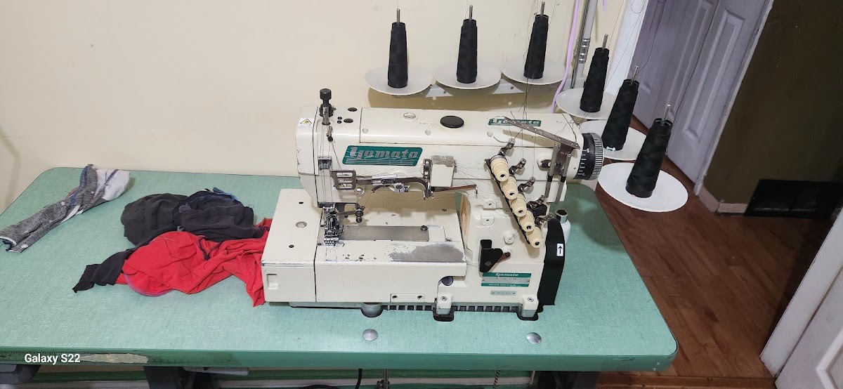 Interior of the alterations shop with sewing equipment